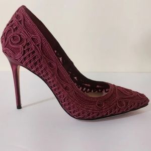 Vince Camuto Imagine I’m Olivia Burgundy Embroidered Lace Pointed Toe Heels